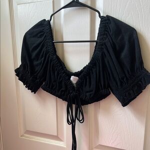 Elegant Black Ruched Women's Top